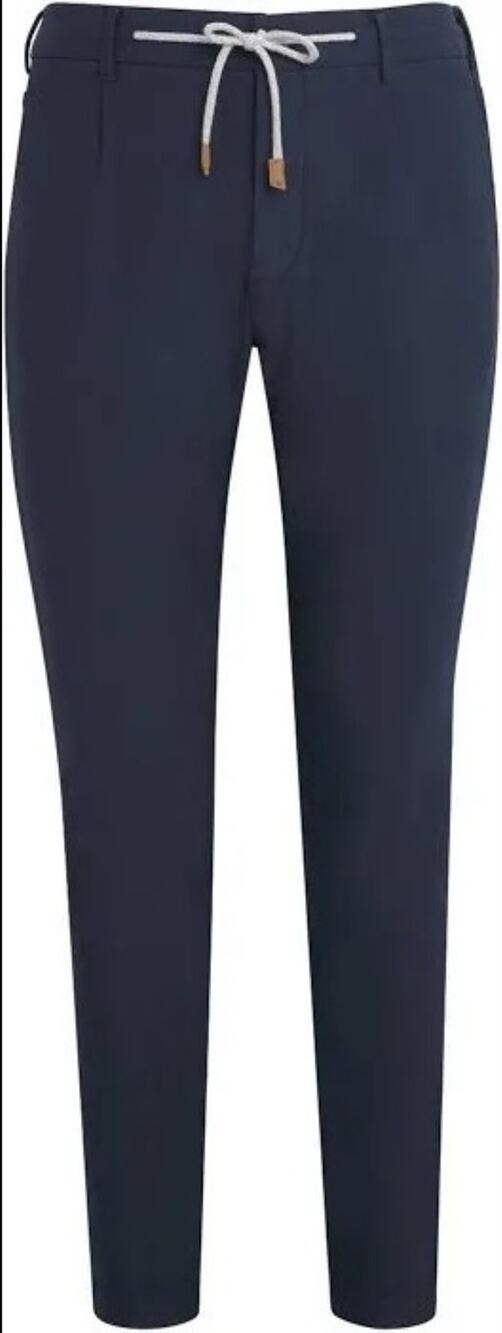 Eleventy Navy Cotton Blend Drawstring Trousers Size 38/US 0
